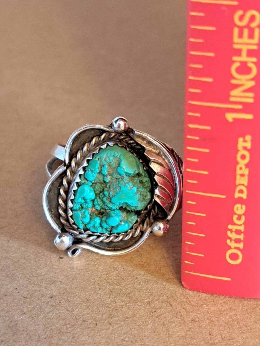 Vintage Navajo Signed Susie Benally Sterling Silver 925 Turquoise Ring Size 6.25 - Picture 2 of 7